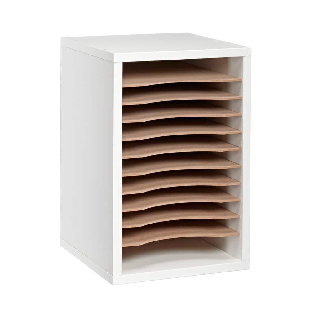 White 11-Slot MDF Vertical Paper Sorter Organizer