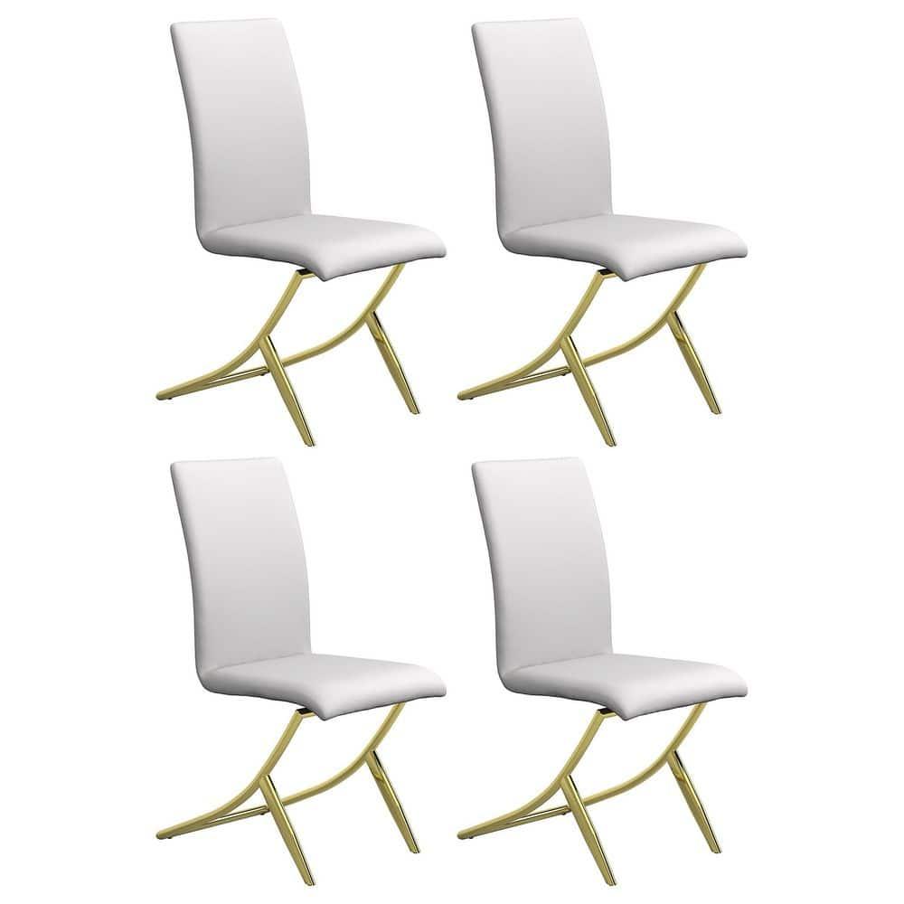 Coaster Chanel Upholstered Faux Leather Dining Chairs in White