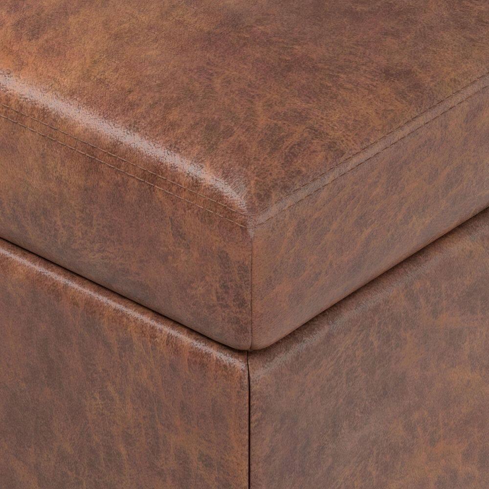 Simpli Home Oregon 42"W Upholstered Storage Ottoman Bench with Lift-Top Lid and Tray