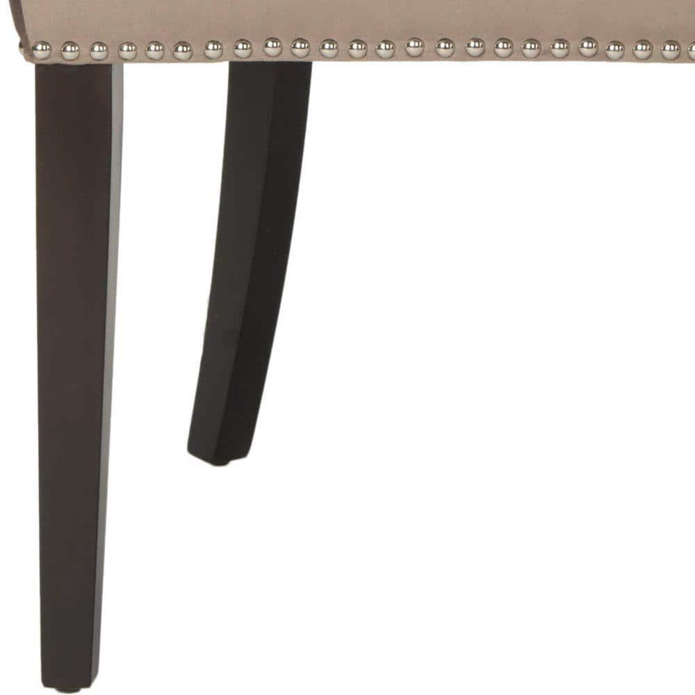 Lester 19"H Dining Chair (Set of 2) with Nickel Nail Heads - Mushroom - Safavieh