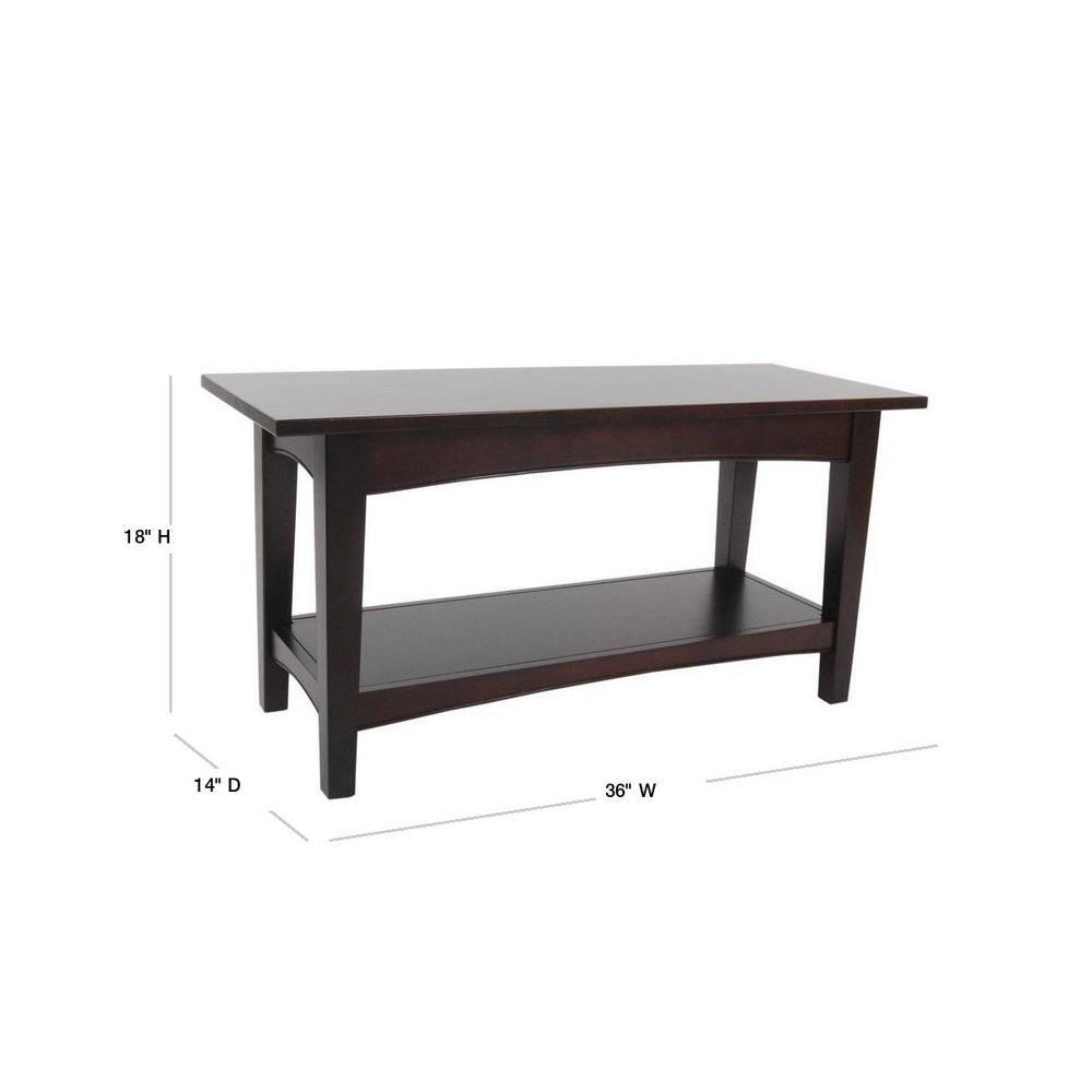 Alaterre Shaker Cottage Bench with Shelf, Espresso