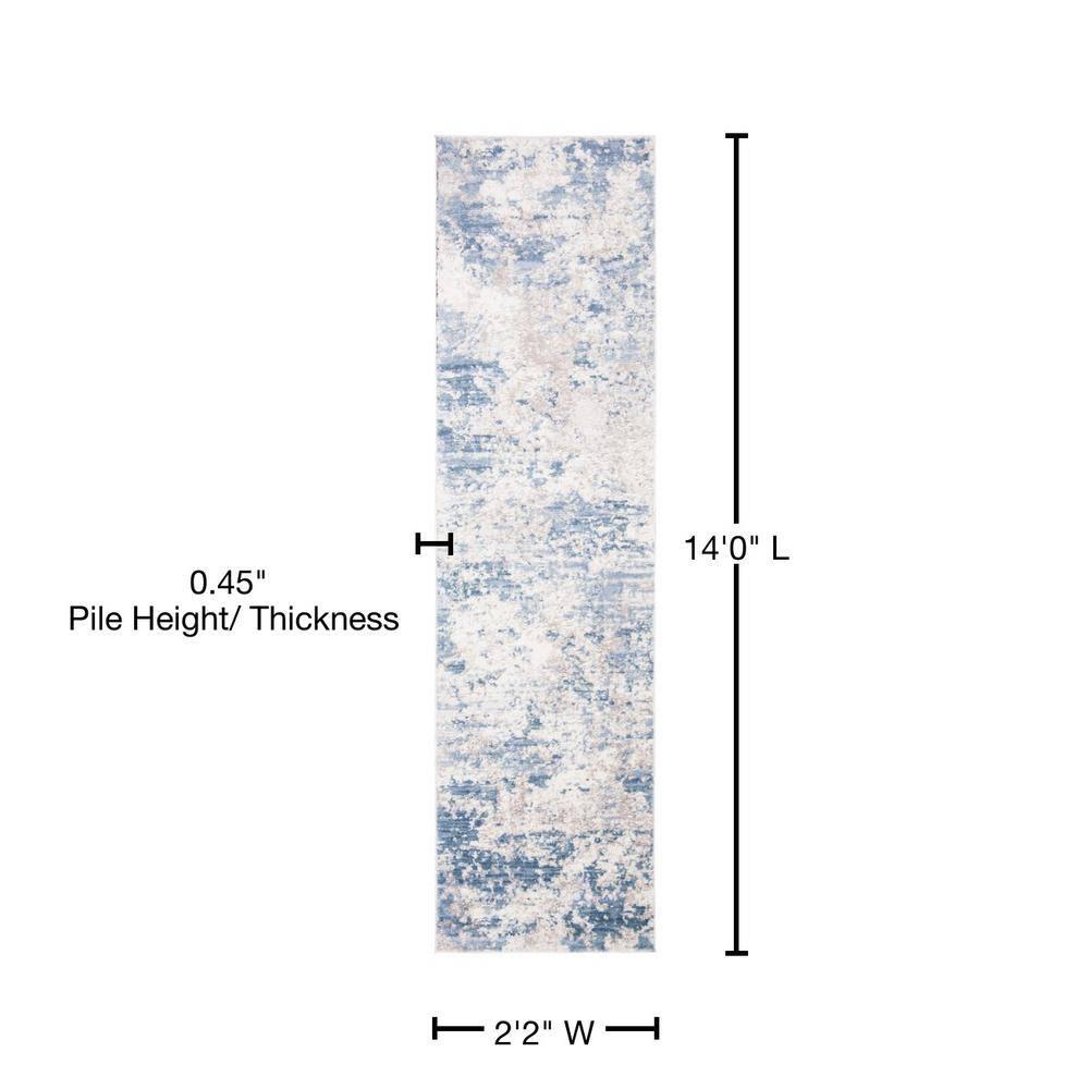 Amelia ALA705 Power Loomed Runner Rug - Grey/Blue - 2'2"x14' - Safavieh.