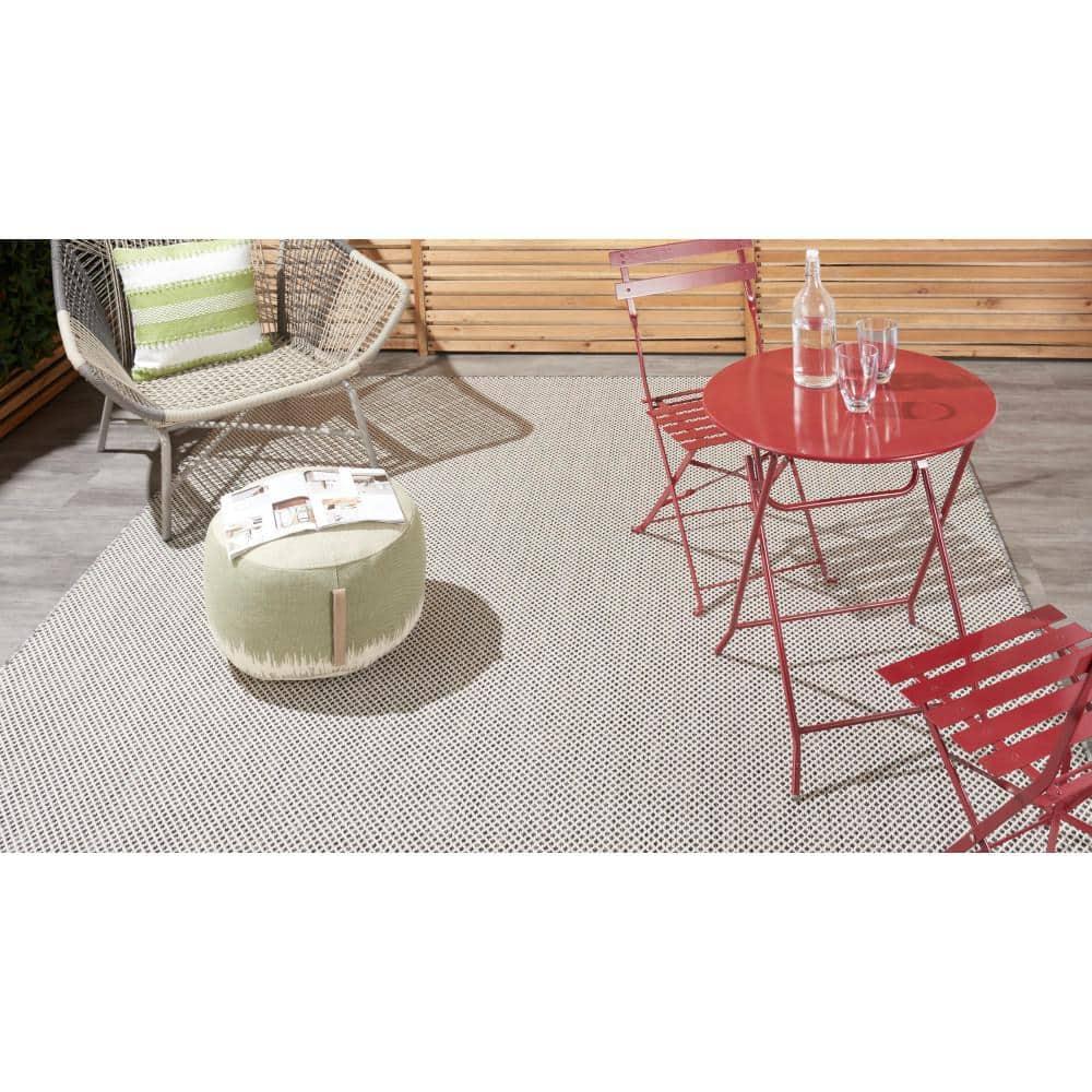 Nourison Courtyard 9' x 12' Ivory Charcoal All-over design Indoor/Outdoor Rug