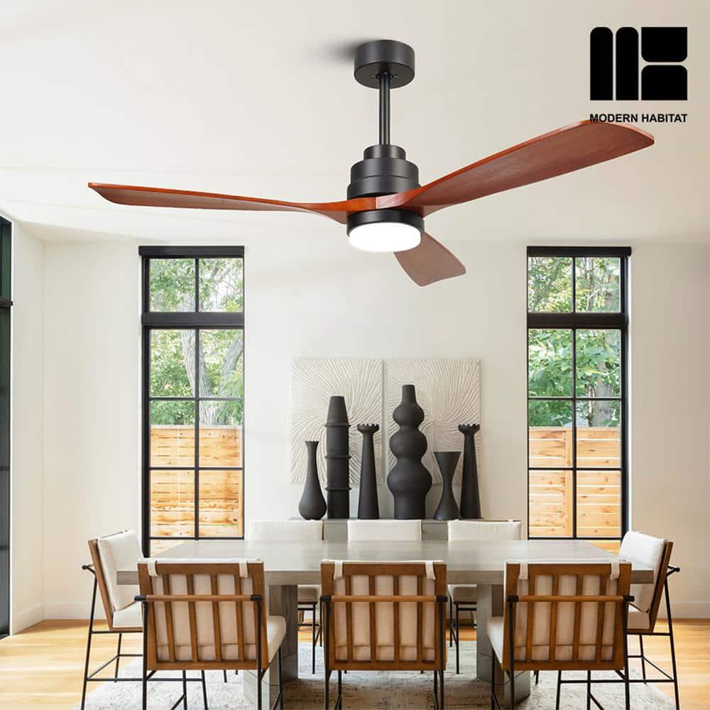Auravista 52 In. Indoor Medium Red Oak Ceiling Fan With LED Light Bulbs And Remote Control