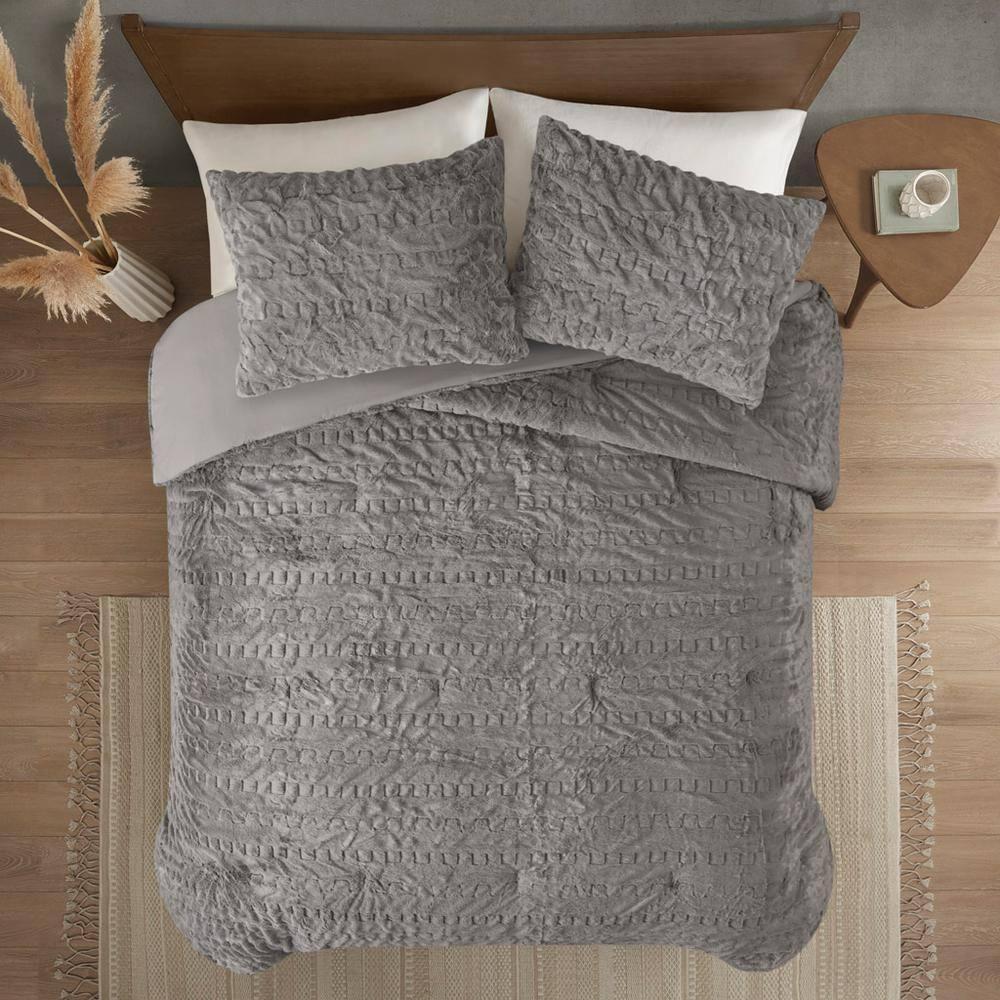 Almagul Ruched Fur Down Alternative Comforter Set