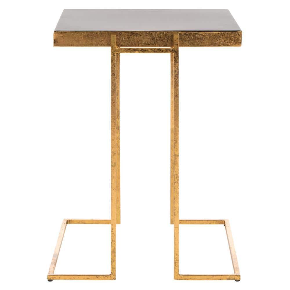 Amarylis Greek Key Side Table - Black Enamel/Gold - Safavieh.