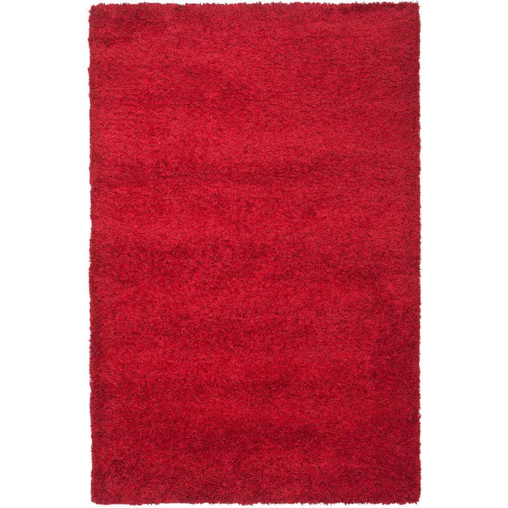 SAFAVIEH August Sophia Solid Shag Area Rug, Red, 9' x 12'