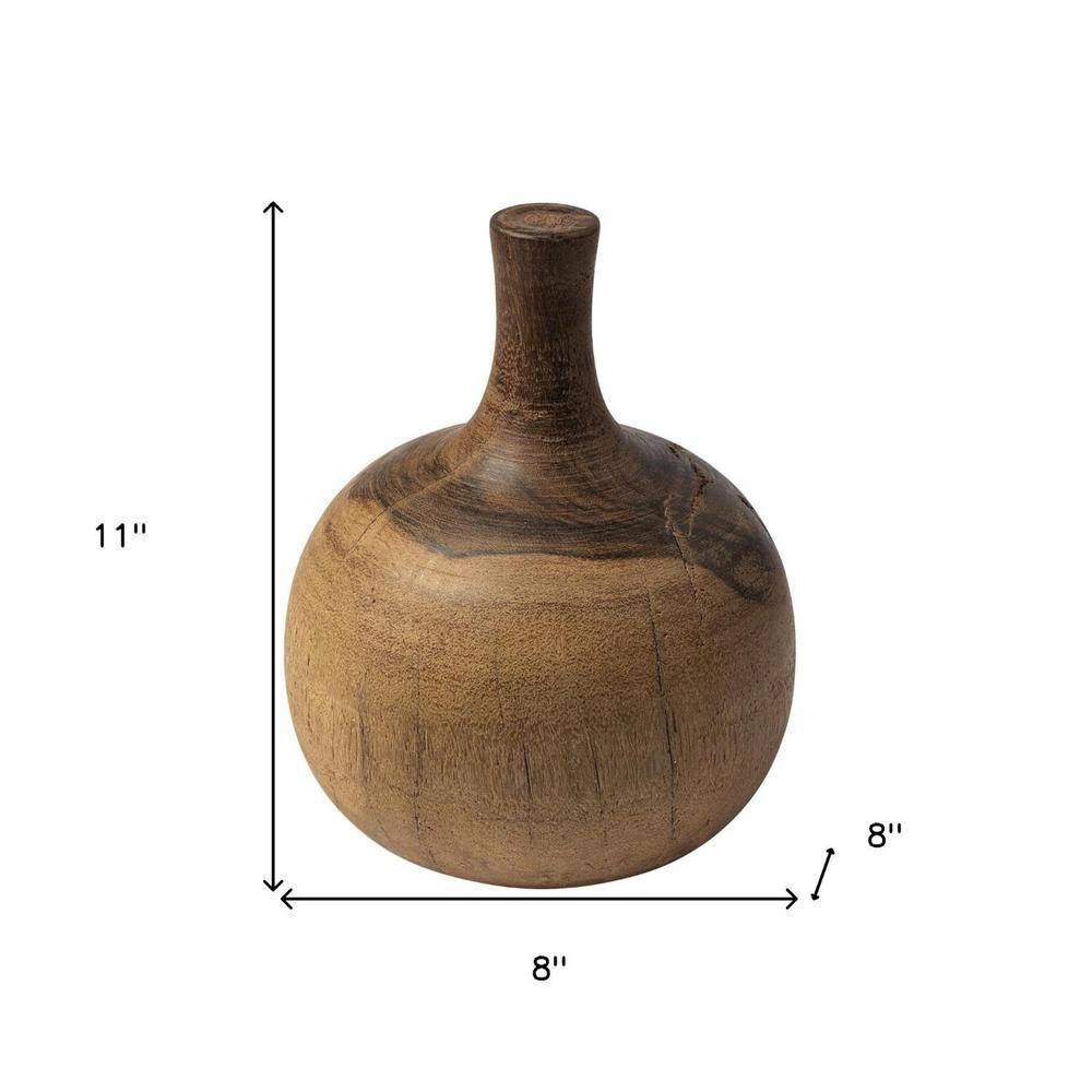 Afra Large Solid Wood Vase Shaped Decorative Object