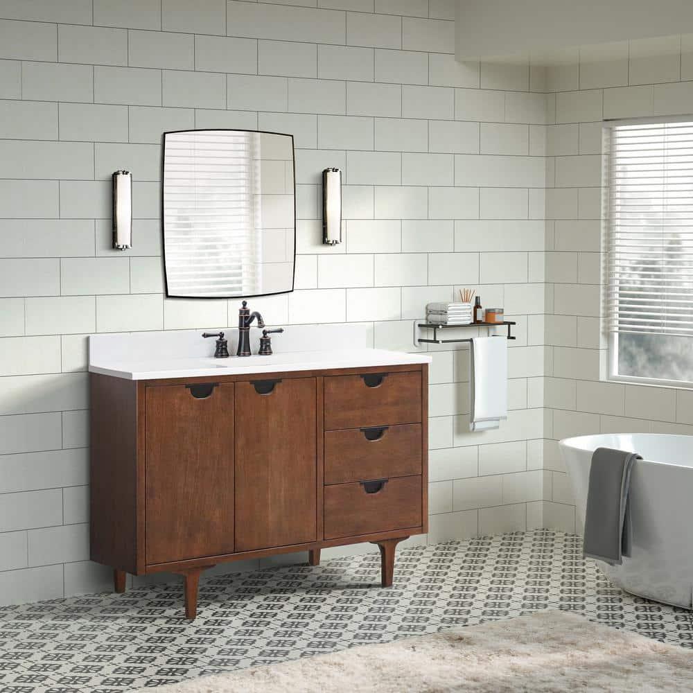 Bellaterra Home 4922-MT1-AQ 49 in. Single Sink Vanity in Dark Cherry with Engine