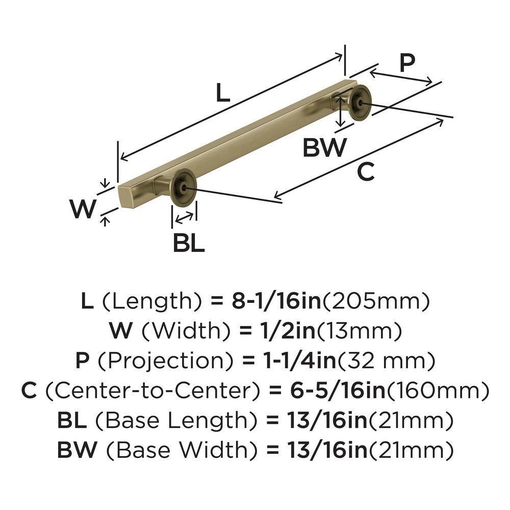 Amerock Everett 6-5/16 inch (160mm) Center-to-Center Golden Champagne Cabinet Pull