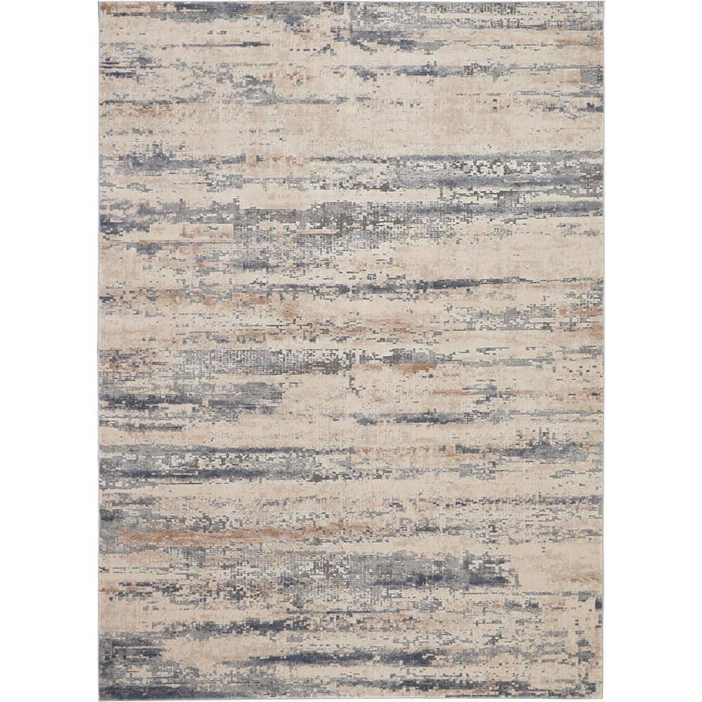 Rustic Textures Beige/Grey 8 ft. x 11 ft. Abstract Contemporary Area Rug