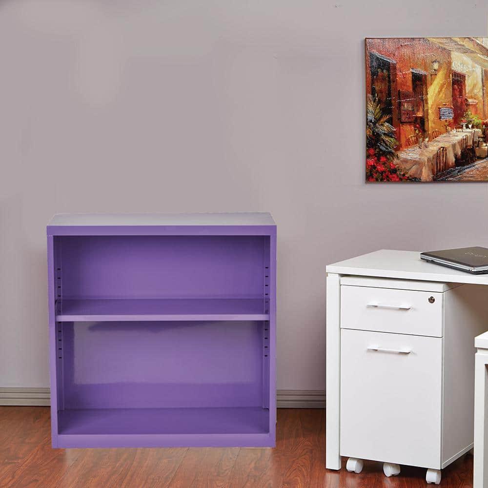 OSP Home Furnishings Metal Bookcase in Purple Finish