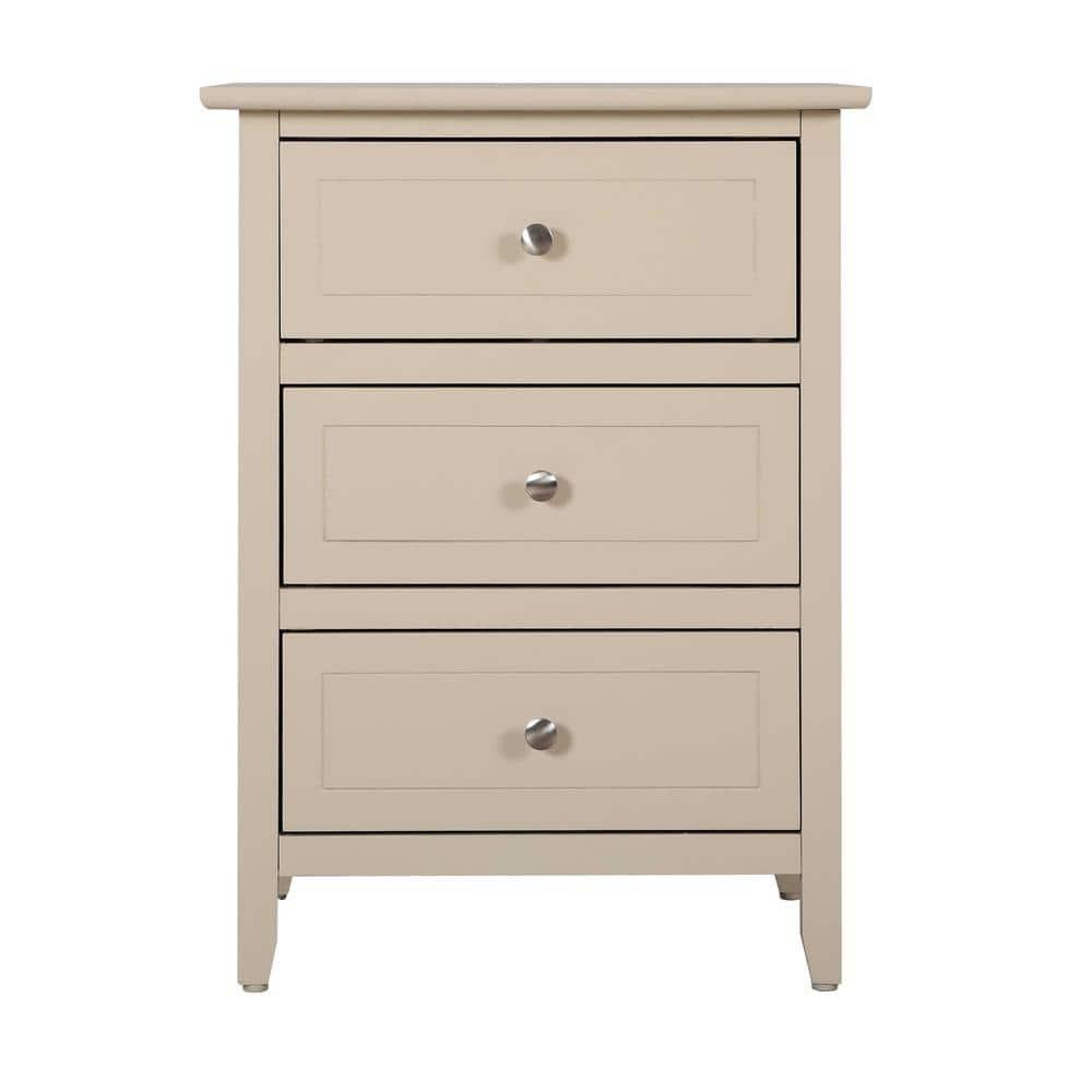 Daniel 3-Drawer Beige Nightstand (25"H x 15"W x 19"D)