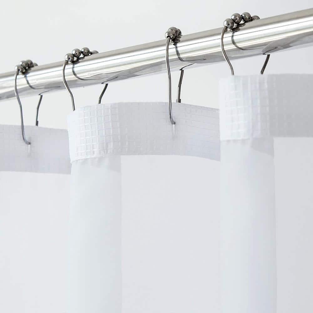 Dainty Home Complete Shower Curtain With Detachable Liner - White