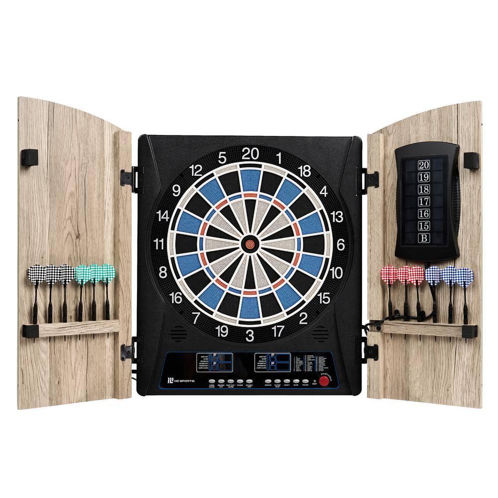 MD Sports MD Sports Elmhurst Electronic Dartboard Cabinet with Digital Scorekeeping and Soft Tip Dart Set
