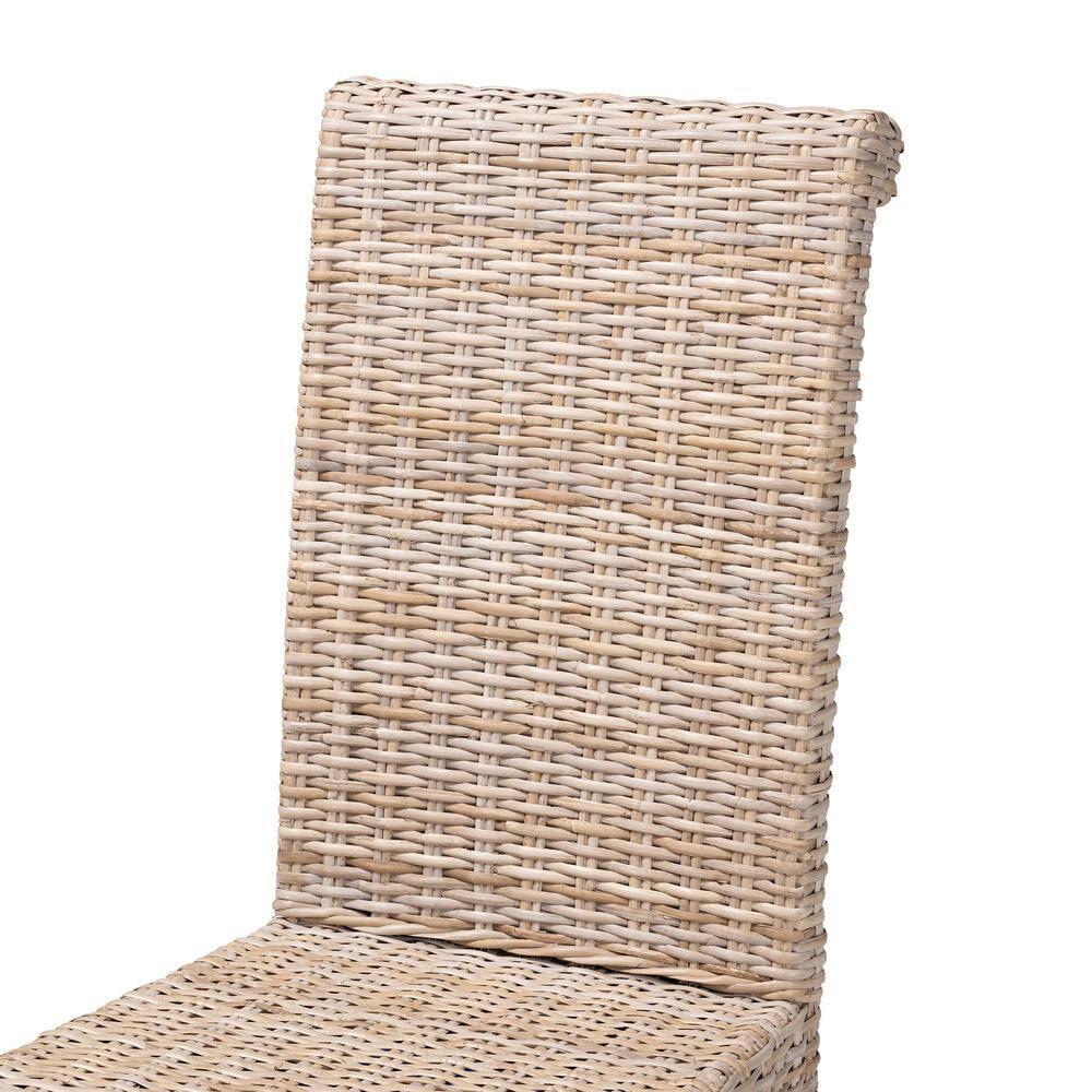 bali & pari Santiago Natural Rattan and Mango Wood Dining Chair Kubu Gray/Rustic Taupe