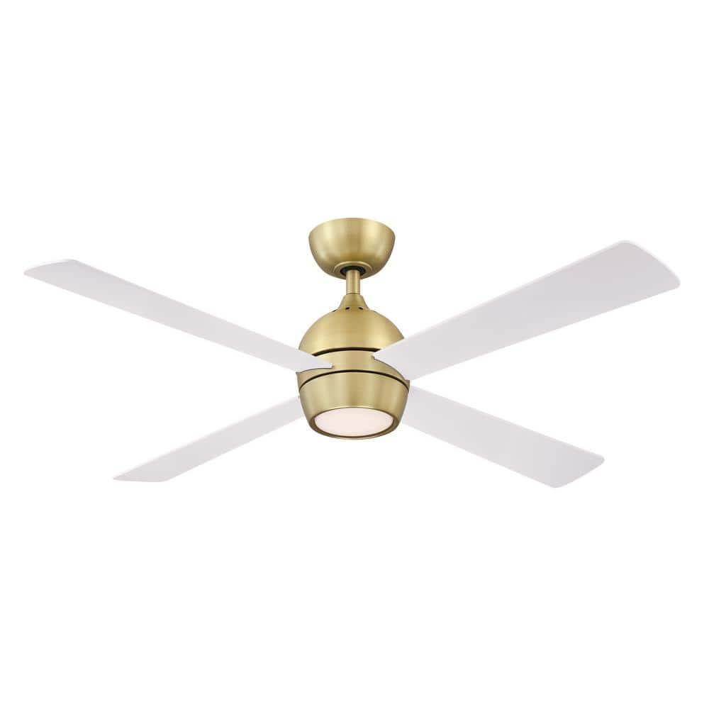Indi Ceiling Fan + Light - White/Brass / 52"