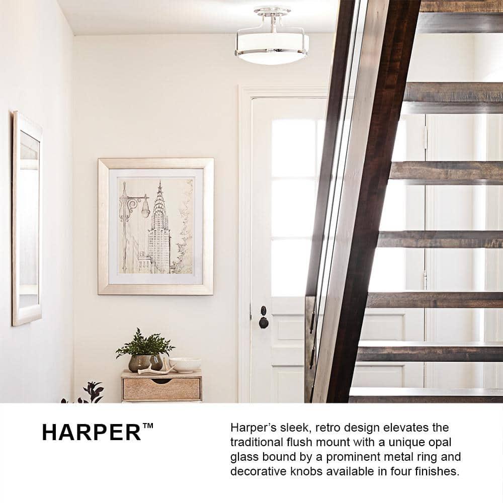 Harper 14.5-in 3-Light Semi-Flush Mount Retro Ceiling Light