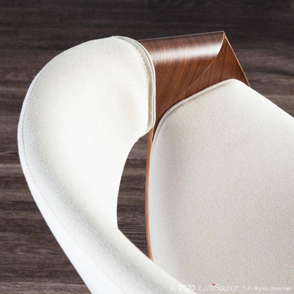 Curvo Mid-Century Modern Dining Accent Chair Cream - Lumisource: Upholstered, Wood Legs, Polyester
