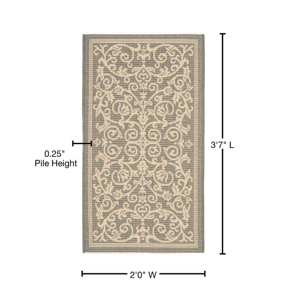 Courtyard CY2098 Power Loomed Indoor and Outdoor Accent Rug - Grey/Natural - 2'x3'7" - Safavieh