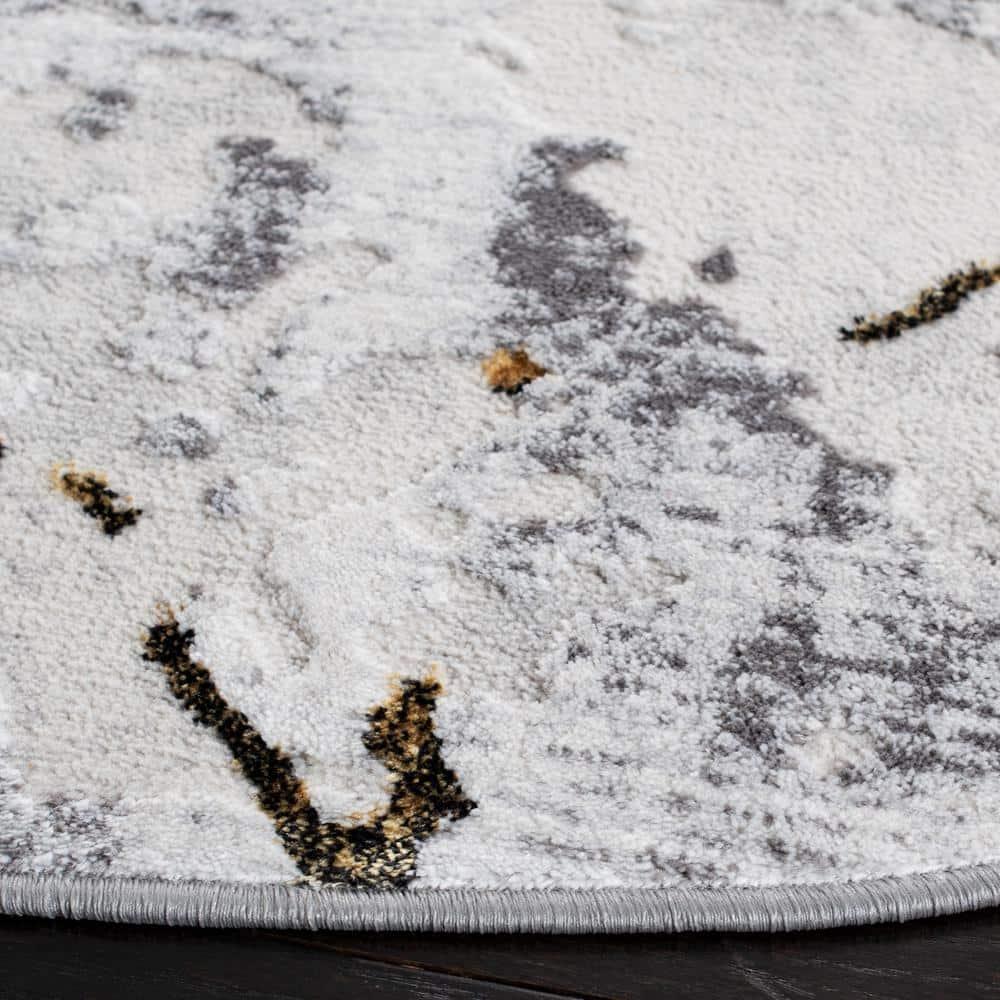 Amelia ALA293 Power Loomed Indoor Area Rug - Grey/Gold - 5' Round - Safavieh