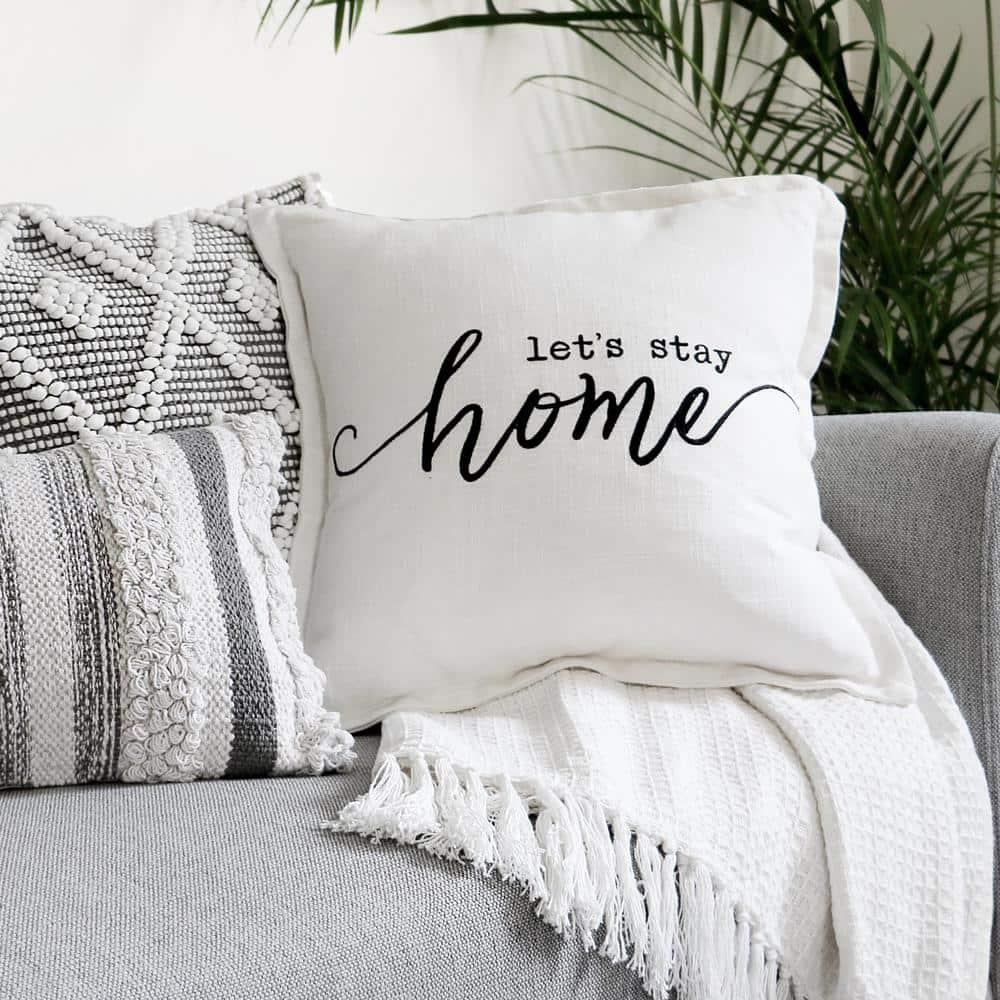 20"x20" Oversize Adelyn Family-Friendly Square Throw Pillow Cover Dark Gray - Lush Décor: Cotton, Zipper Closure, Machine Washable