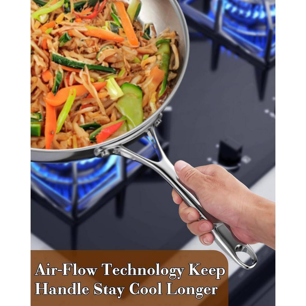 Cooks Standard Cooks Standard Stainless Steel Frying Pan With Lid, 12-inch Multi-ply Clad Wok Stir Fry Pan, Kitchen Skillet, Silver