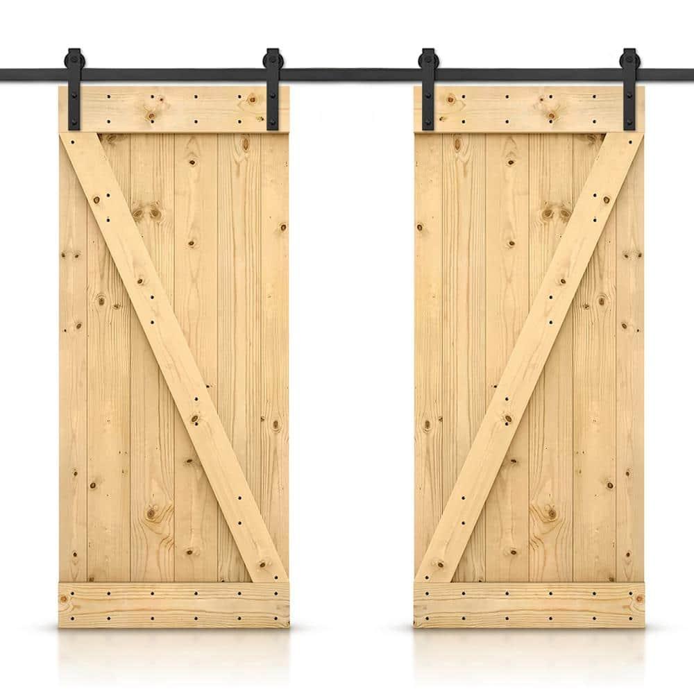 Calhome 84'' Solid Wood Paneled Painted with Installation Hardware Kit Barn Door