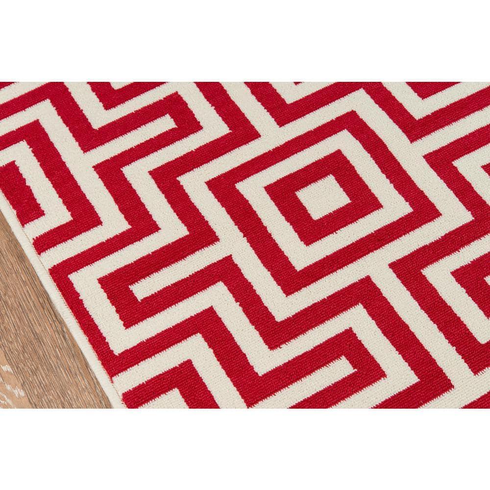 Baja Chic Red Synthetic 2'x3' Rectangular Washable Rug