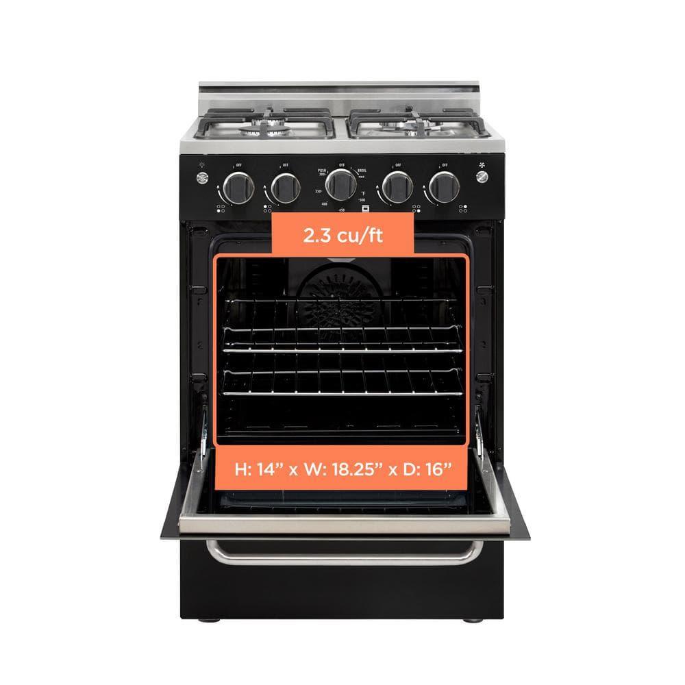 Unique Appliances Prestige 23.5" 4 burner 2.3 cu. ft. Freestanding Gas Range with Convection Oven UGP-24V PC1 B