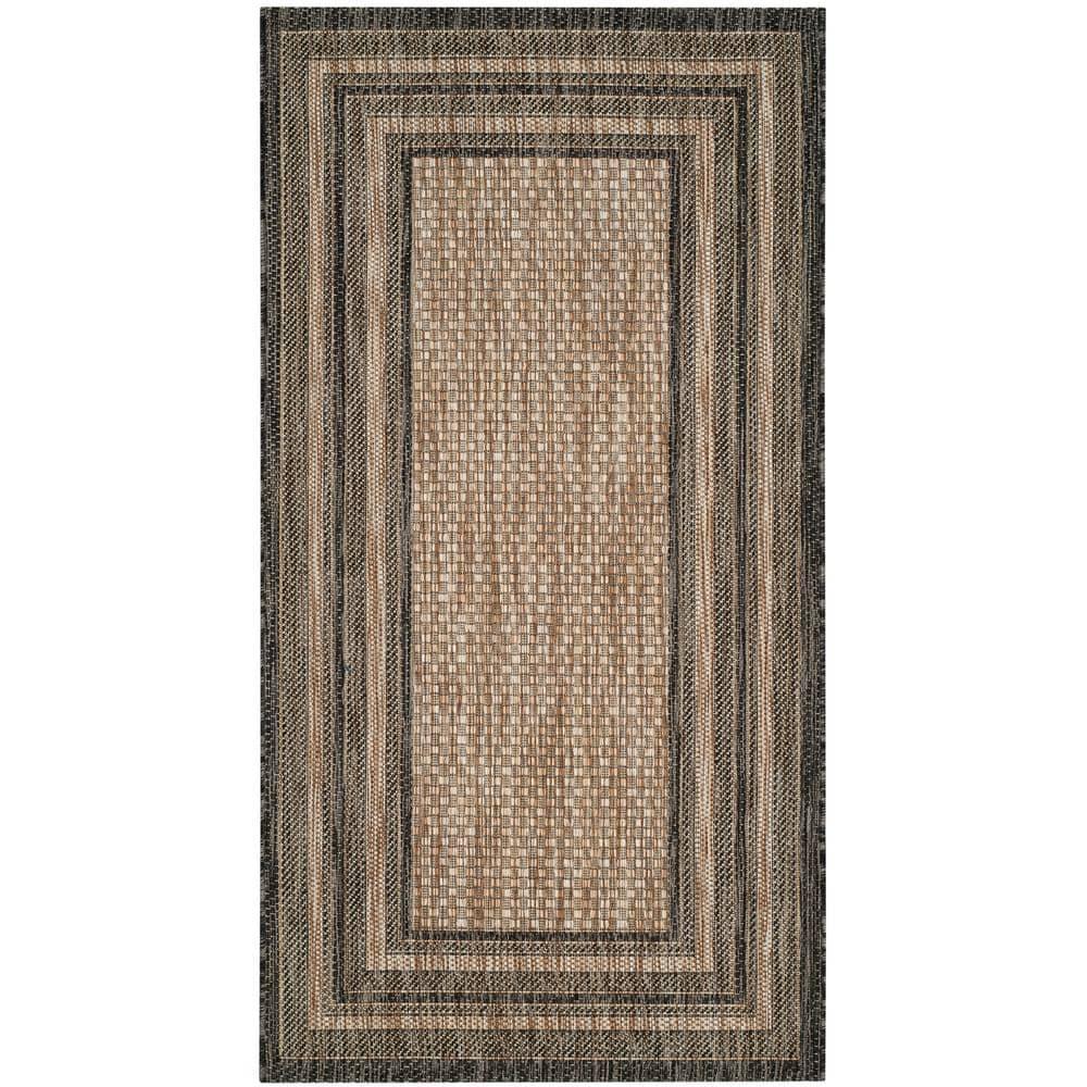 Courtyard CY8475 Power Loomed Indoor and Outdoor Accent Rug - Natural/Black - 2'7"x5' - Safavieh