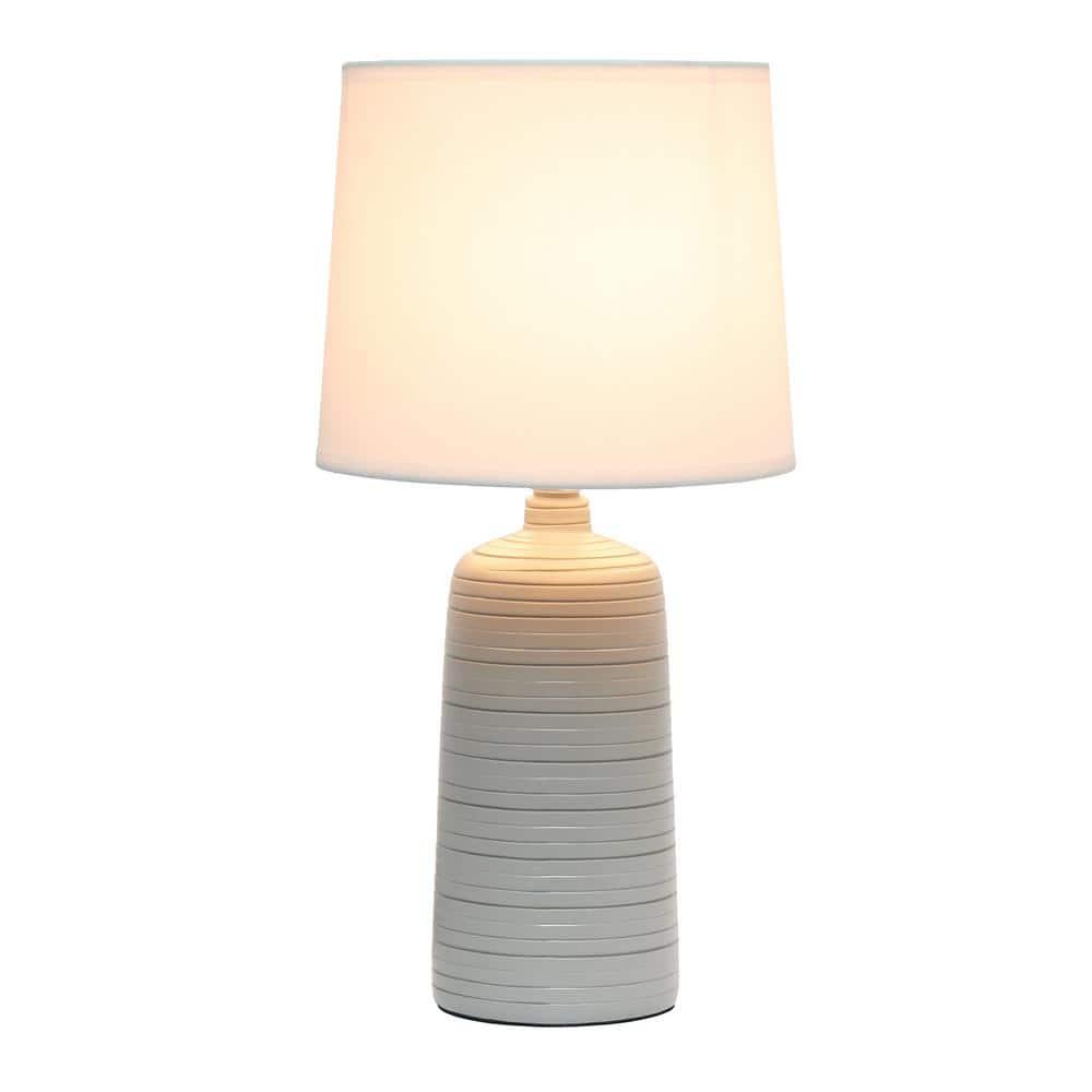Textured Linear Ceramic Table Lamp Gray - Simple Designs