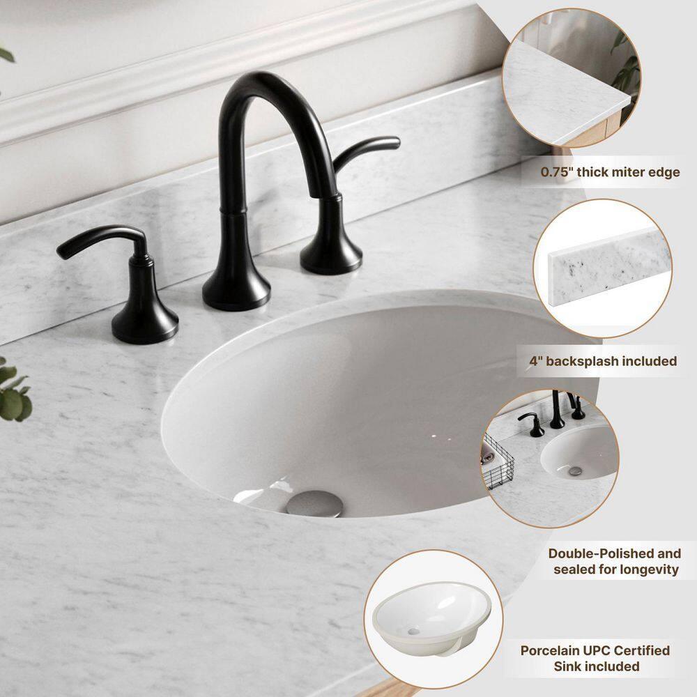 Ariel A067dcw2ovo Cambridge 67" Free Standing Double Oval Basin Vanity Set - White