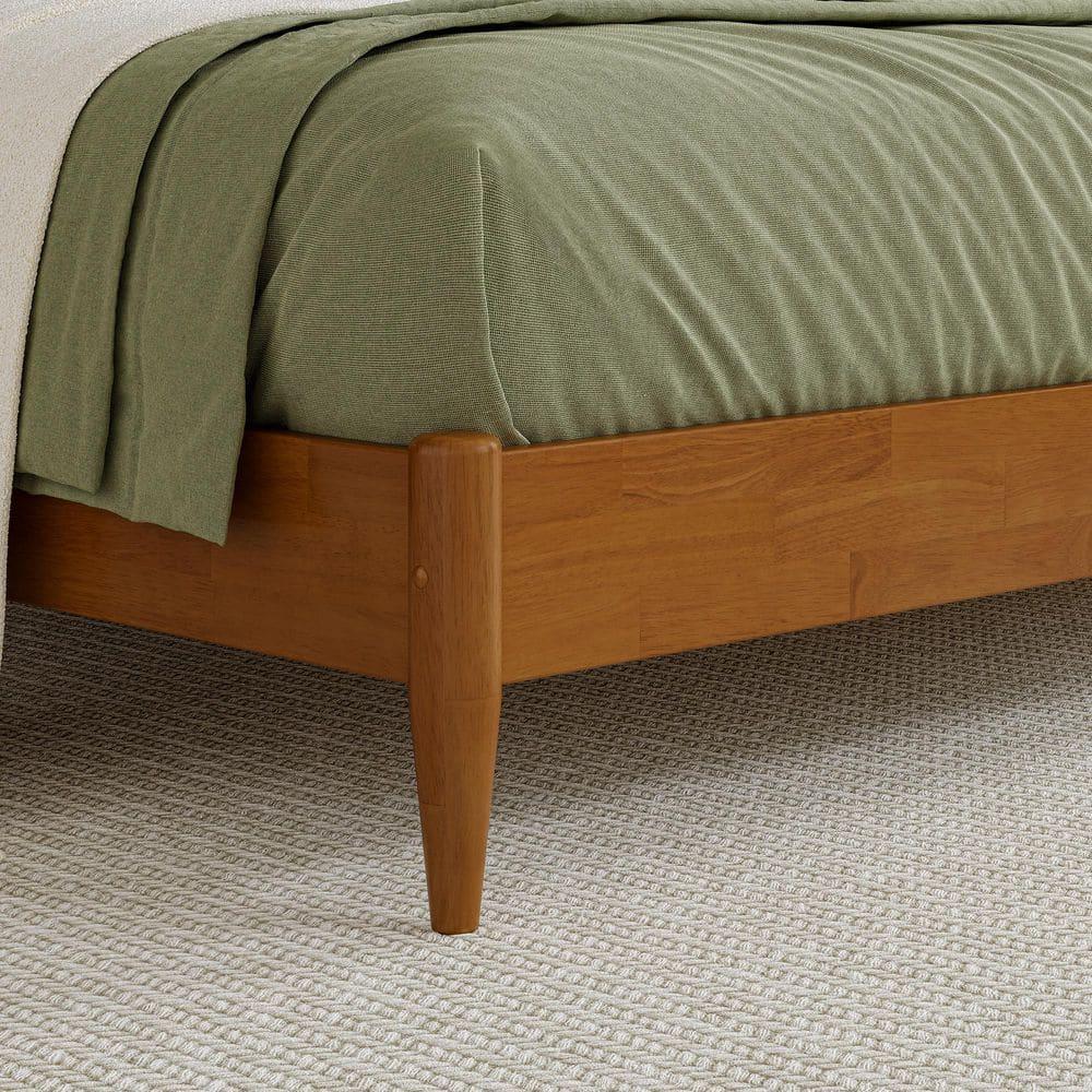 AFI Orleans Queen Solid Wood Low Profile Sleigh Platform Bed, Light Toffee