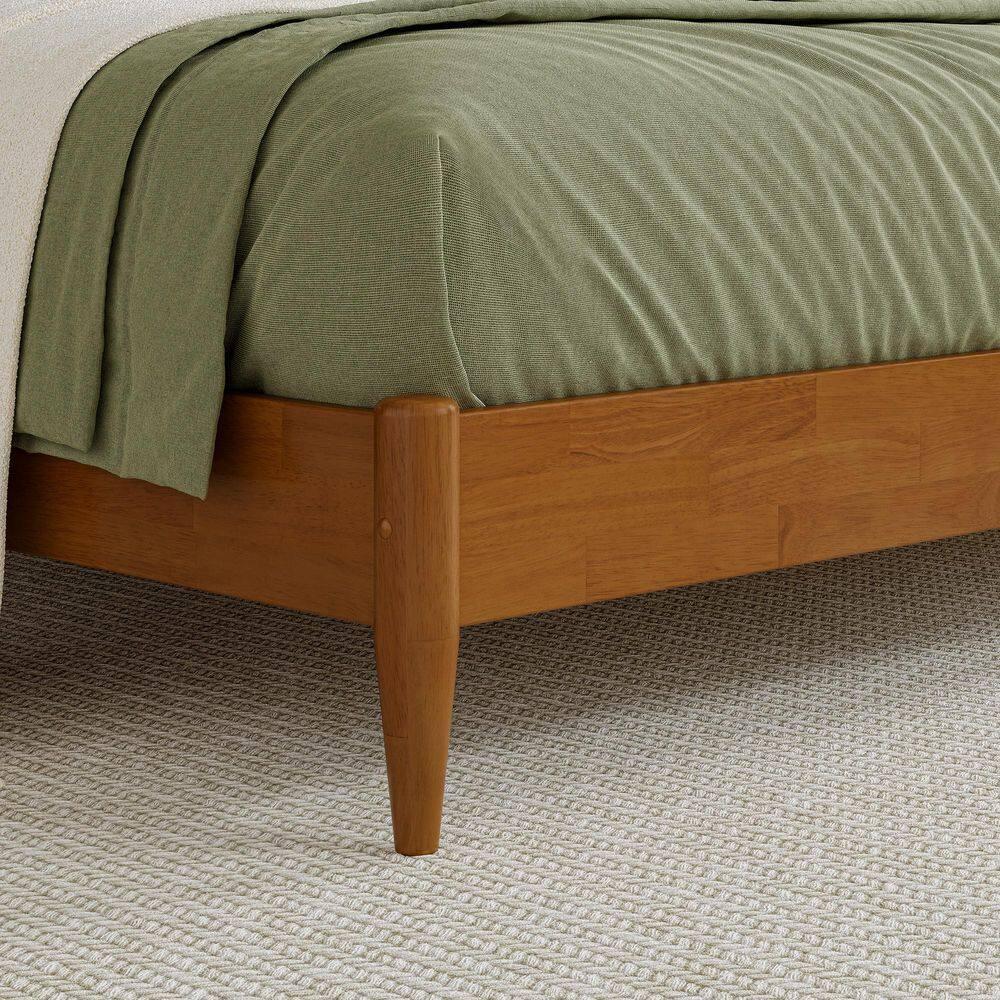 AFI Orleans Queen Solid Wood Low Profile Sleigh Platform Bed, Light Toffee