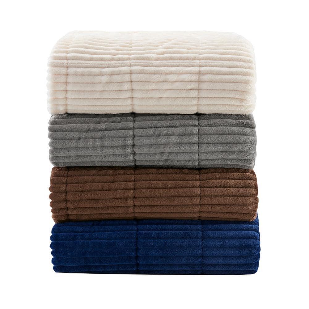 60"x70" Oversized Williams Plush Down Alternative Throw Blanket Brown - Madison Park: Ultra-Soft, Quilted, Machine Washable