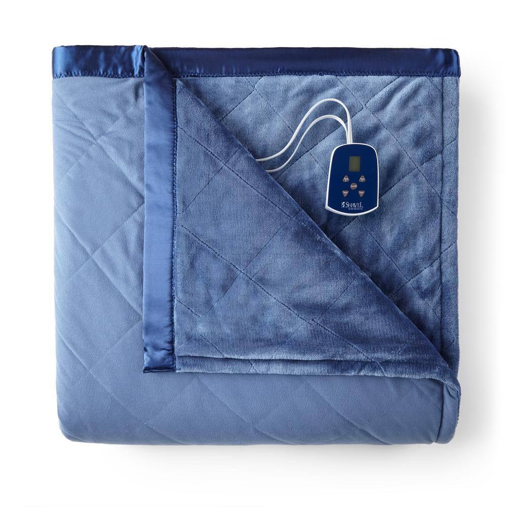 Shavel Micro Flannel Heating Technology Luxuriously Soft And Warm Solid Electric Blanket - Twin 66x85" - Wedgewood