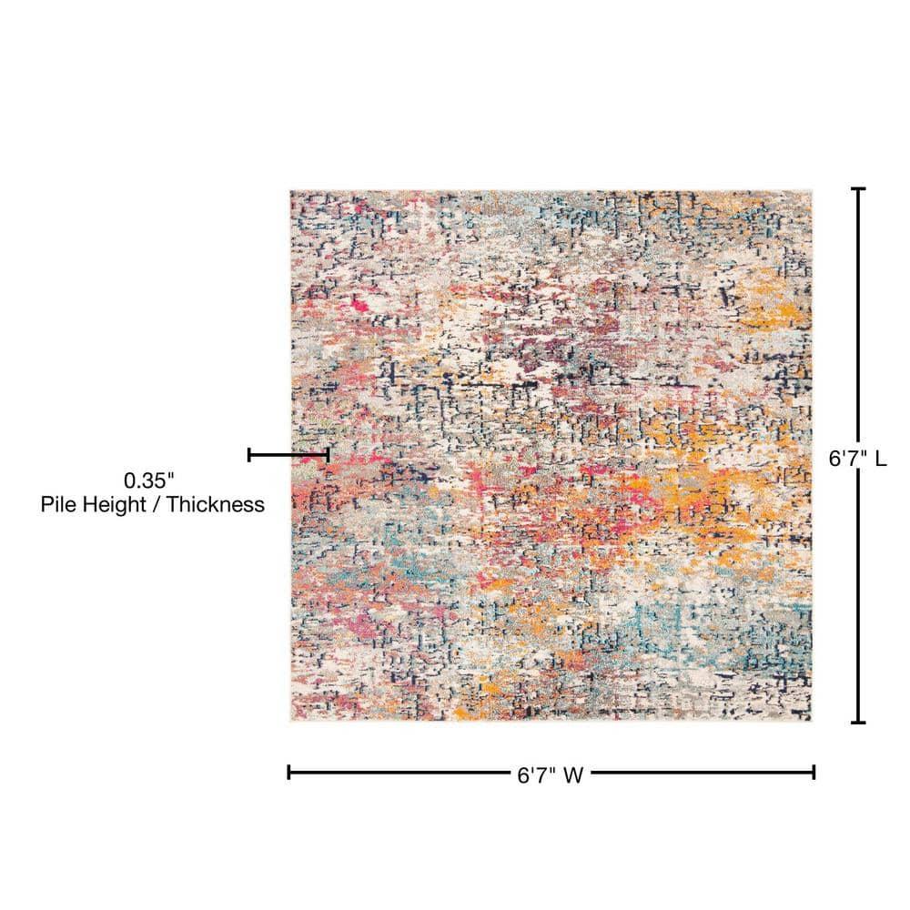 Madison MAD460 Power Loomed Indoor Area Rug - Grey/Pink - 6'7"x6'7" - Safavieh