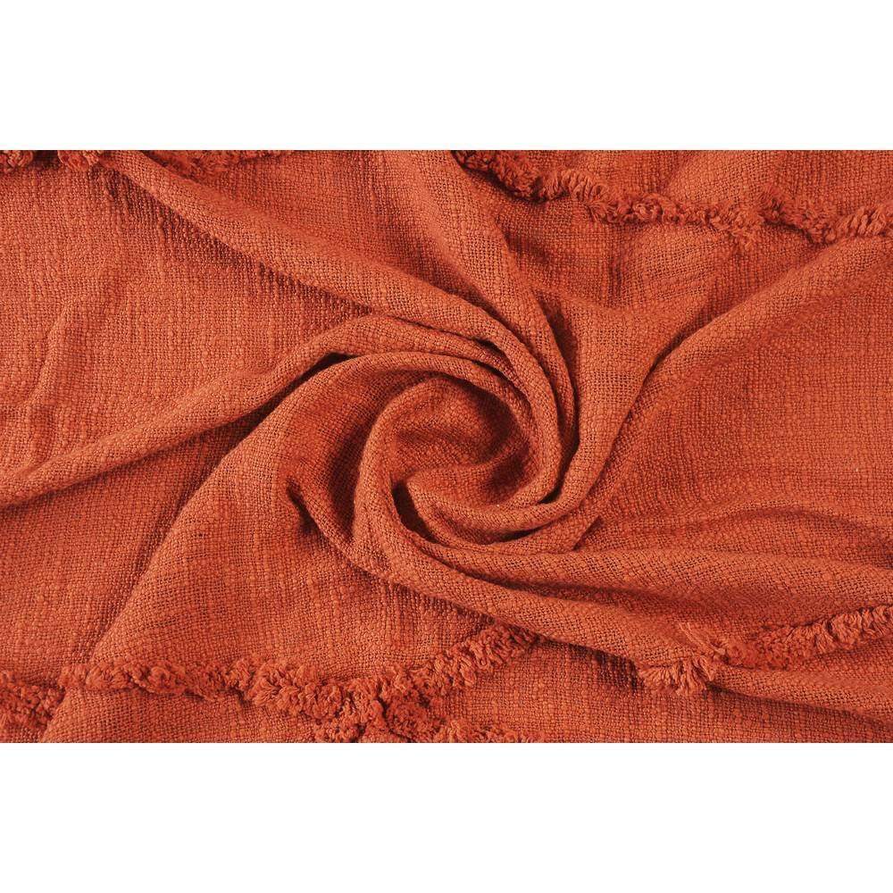 Evette Rios Sierra Handmade Woven Solid Color Fringed 100% Cotton Throw Blanket