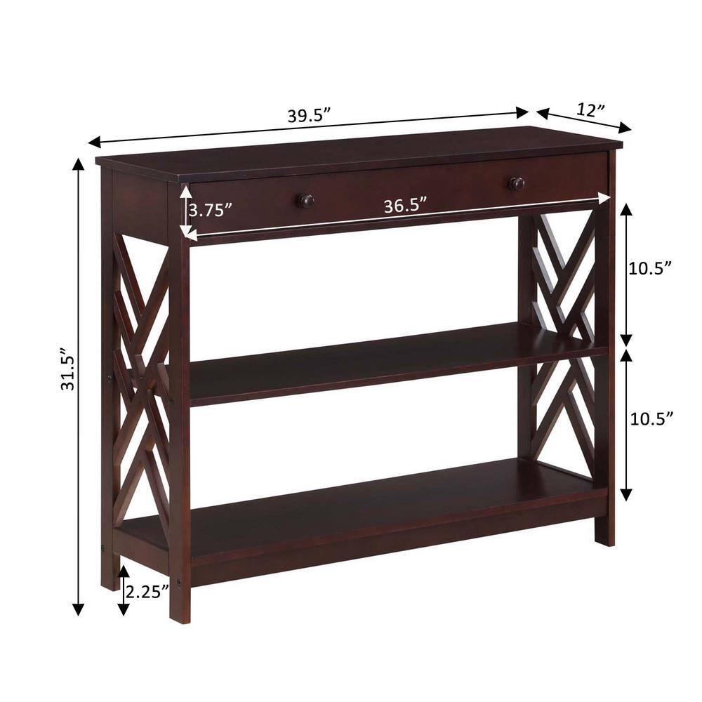 Convenience Concepts Titan 1 Drawer Console Table with Shelves, Espresso