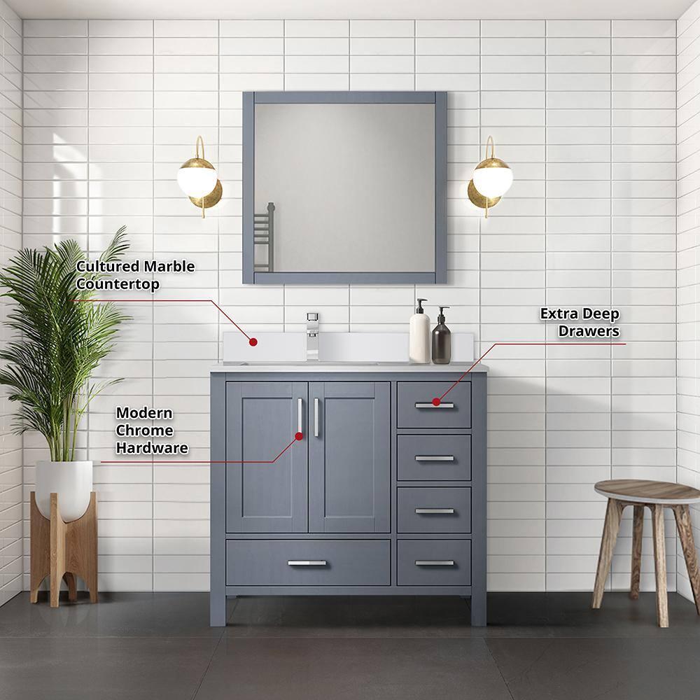 Lexora Jacques 36 in. W x 22 in. D Left Offset Bath Vanity and Top