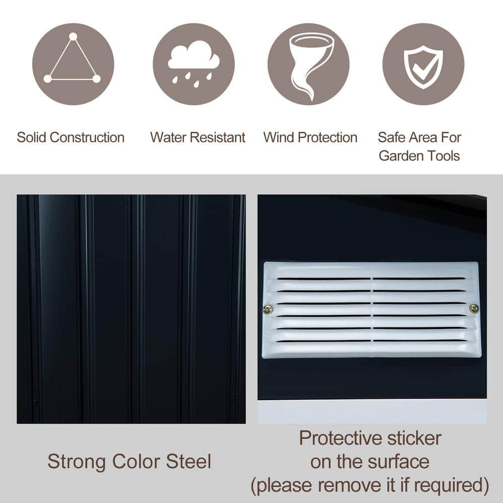 Outsunny 7' x 4' Metal Storage Shed Organizer, Garden Tool House with 4 Vents and 2 Sliding Doors for Backyard, Patio, Garage, Lawn, Dark Gray