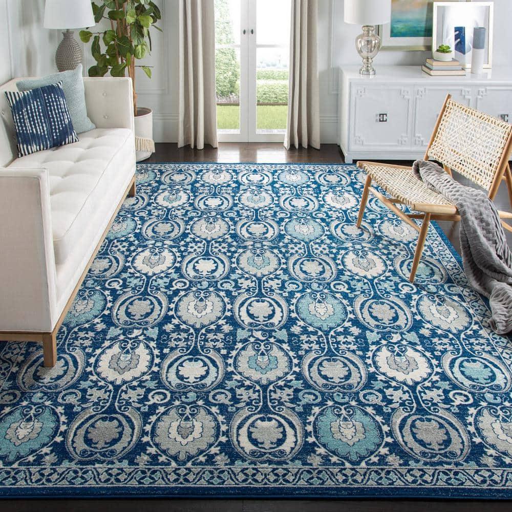 Evoke EVK251 Power Loomed Area Rug - Blue/Ivory - 8'x10' - Safavieh.
