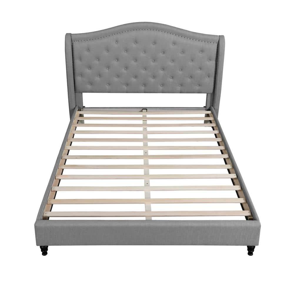 Best Master Furniture Queen Tufted Upholstered Panel/Platform Bed, Grey