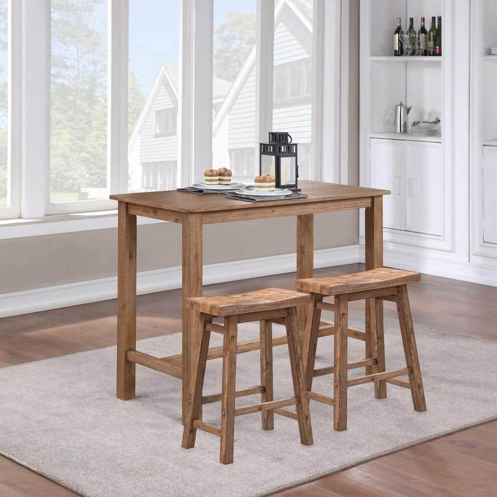Boraam 24" Sonoma Saddle Counter Height Barstool Barnwood: Wood Frame, Fixed Seat, Farmhouse Style