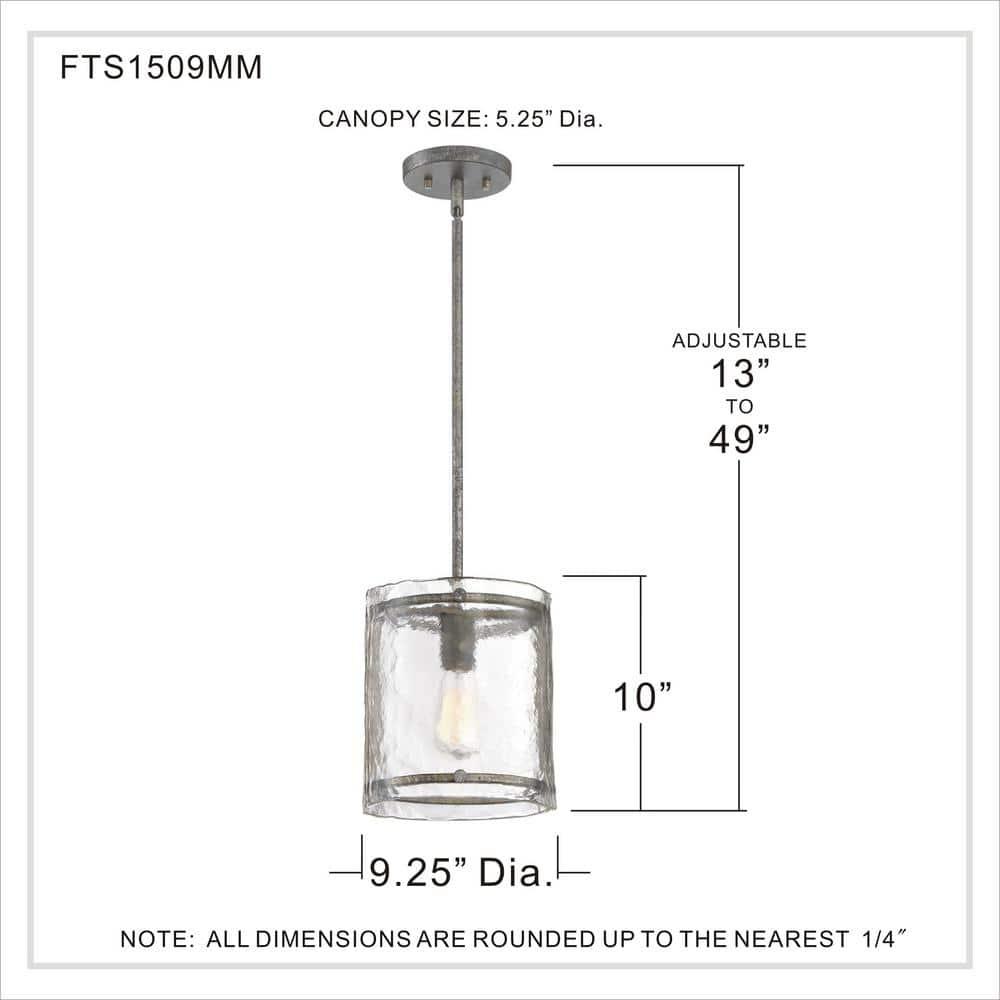 Quoizel Lighting Fortress 1 - Light Pendant in  Mottled Silver