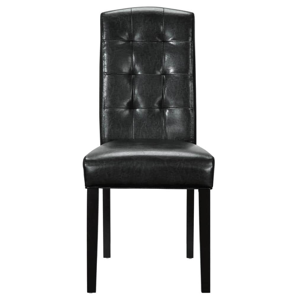 Modway Perdure Dining Side Chair Black: Vinyl Upholstered Parsons Style, Wood Frame, 285 lb Capacity