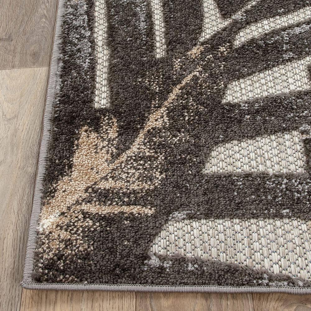 World Rug Gallery Floral Leaves Indoor/Outdoor Area Rug - Gray 7'10" x 10':  Weather-Resistant,  Low Pile,  Patio Rug