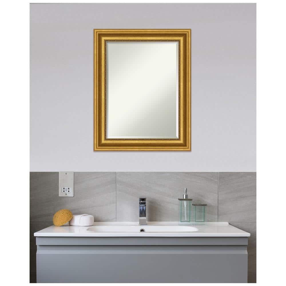 Amanti Art Parlor 23.75-in x 29.75-in Framed Rectangle Bathroom Vanity Mirror ( Antique Gold )