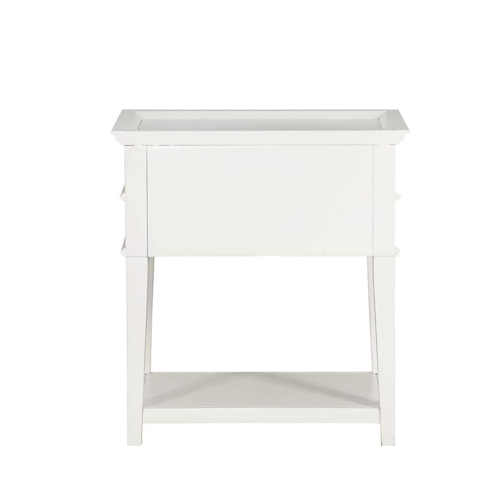 Comfort Pointe Clara 2-Drawer Tray Top Wood Nightstand in White